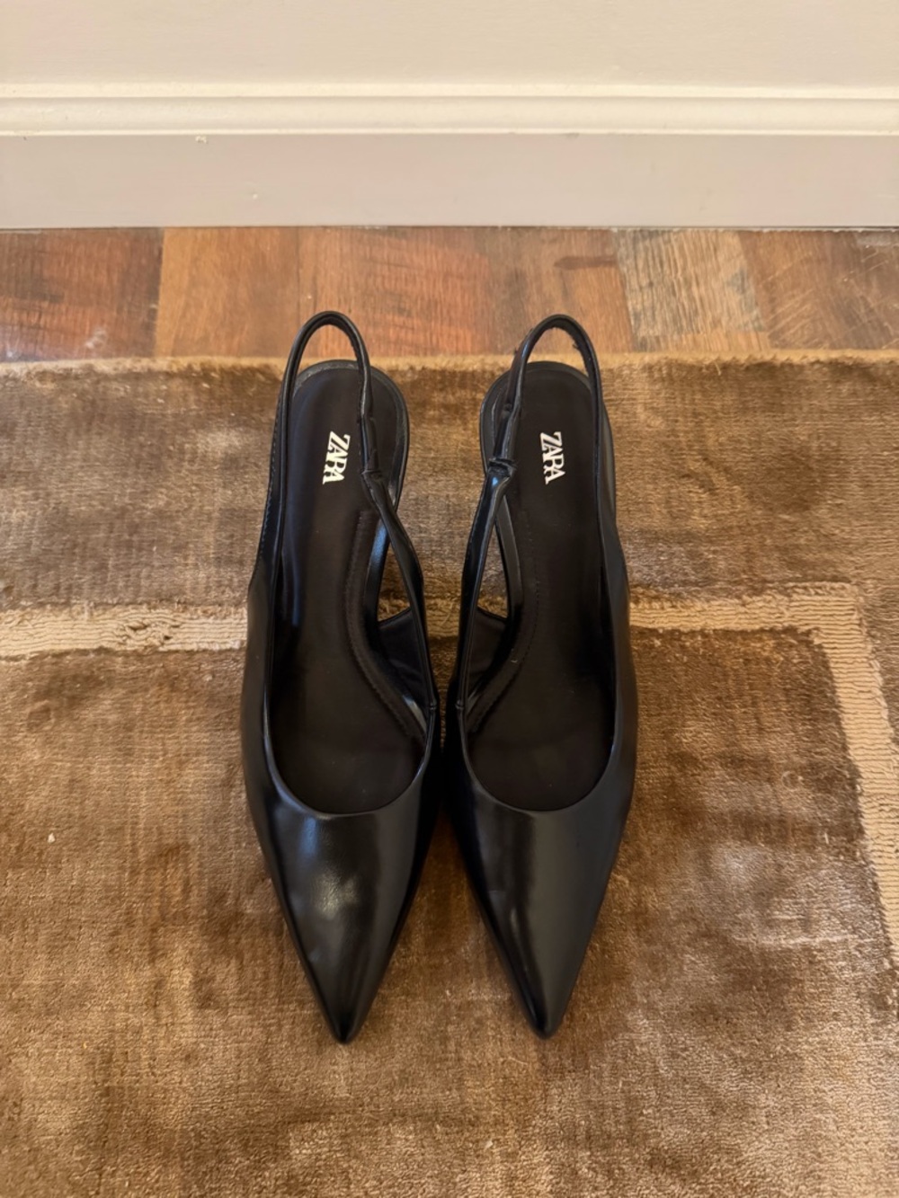 ZARA Black Pointed Slingback Heels